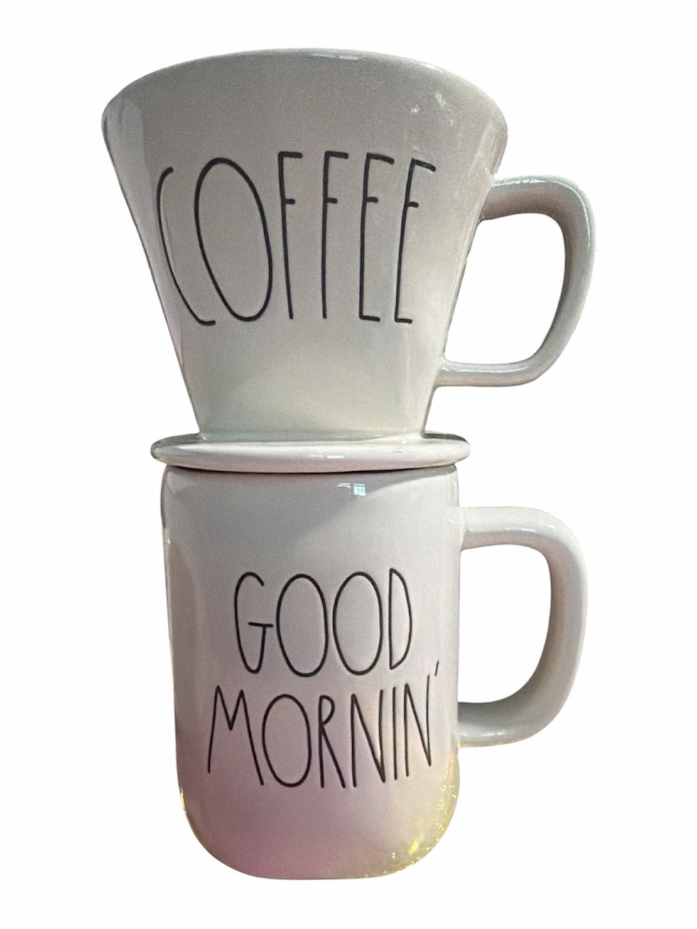 RAE‎ DUNN Artisan Collection “Good Mornin' White Ceramic Drip Coffee Mug Set